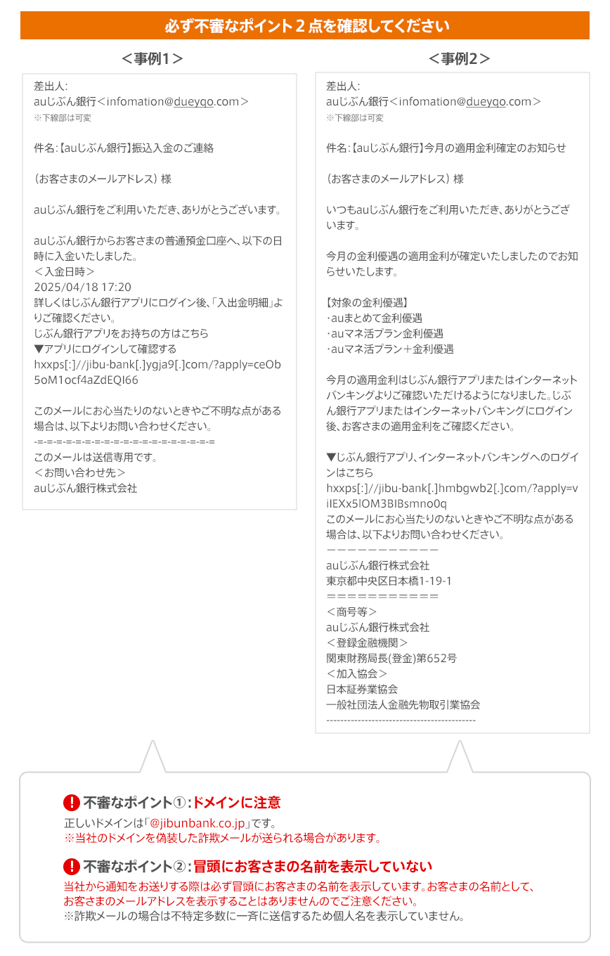 必ず不審なポイント2点を確認してください