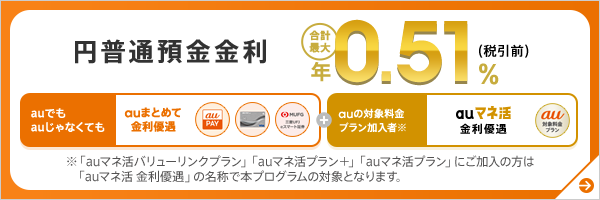 円普通預金金利　合計最大年0.51％（税引前）！
