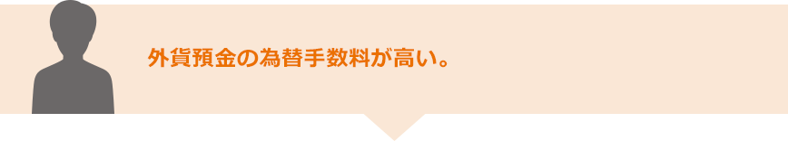 外貨預金の為替手数料が高い。