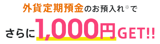 外貨定期預金のお預入れ※でさらに1,000円GET！！